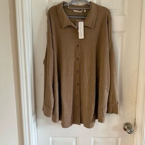 Soft Surroundings Brena Tunic Shirt Relaxed Neutral Textured Lagenlook 3X